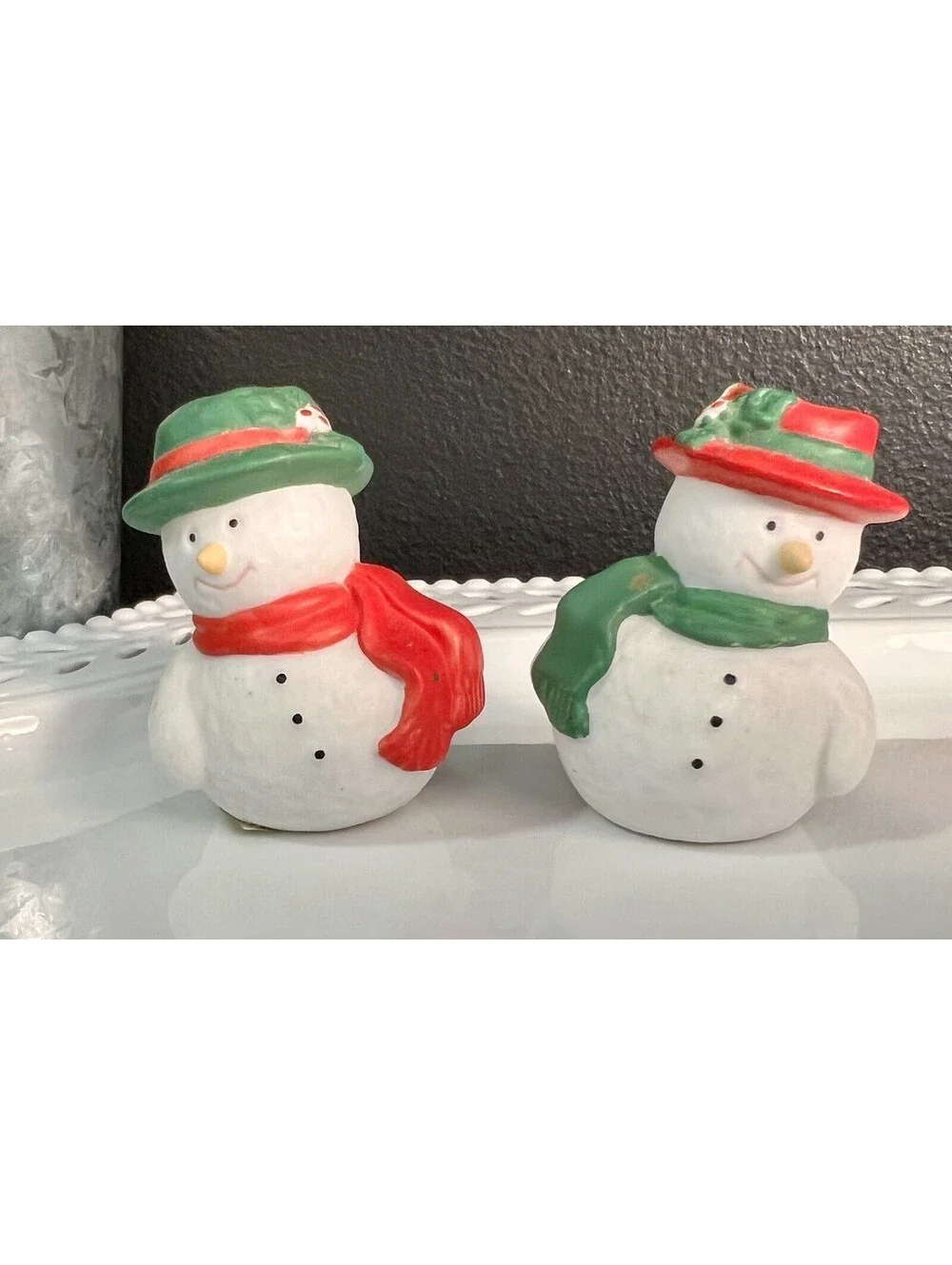 Vintage Snowman Salt And Pepper Shaker Set, Christmas Winter Salt And Pepper